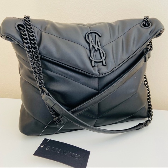 Steve Madden Handbags - Steve Madden BBritta Black Puffy Bag with Black Chain